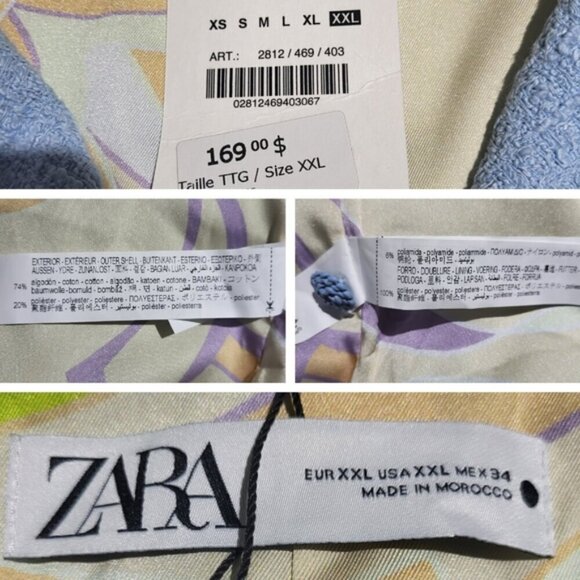 NWT Zara Tweed Textured Women's Blazer Jacket Blue Size XXL - Picture 14 of 14